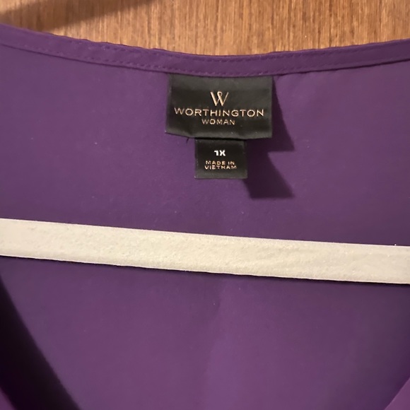 Worthington Dark Purple tank with large ruffle. Size 1X. - Picture 2 of 6